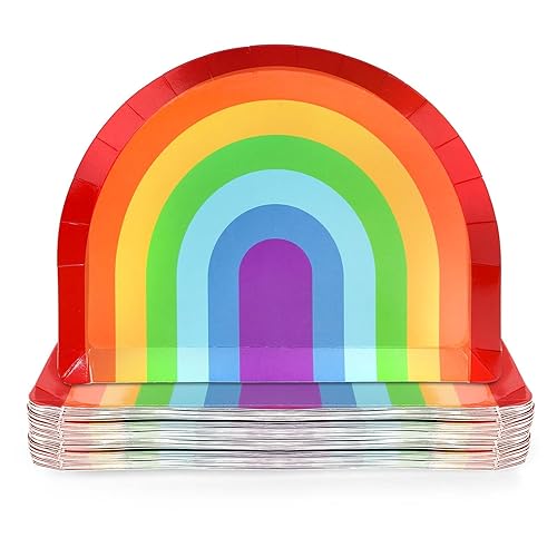JarThenaAMCS 24Pcs Rainbow Paper Plates Gay Pride Day Disposable Plates