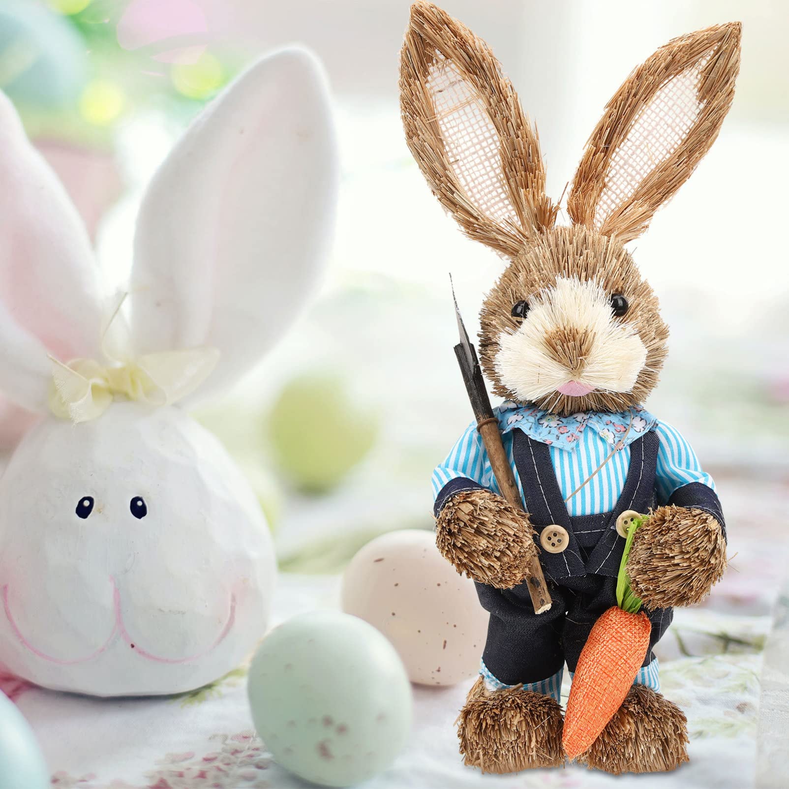 かわいいわらウサギイースターデコ手作 かわいいわらウサギイースターデコ手作