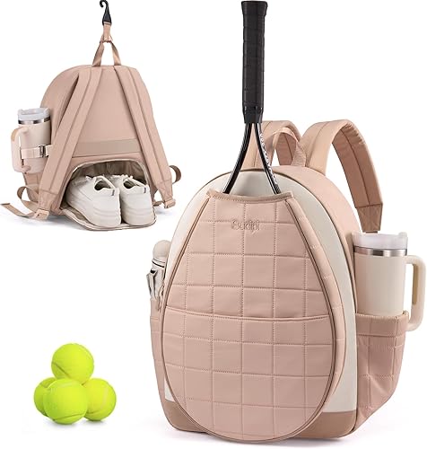 Miniatura 8 de Sucipi Bolsas de tenis para mujeres, Mochila bolsa acolchada para raqueta de tenis para raqueta de tenis, palas de pickleball, bádminton Verde