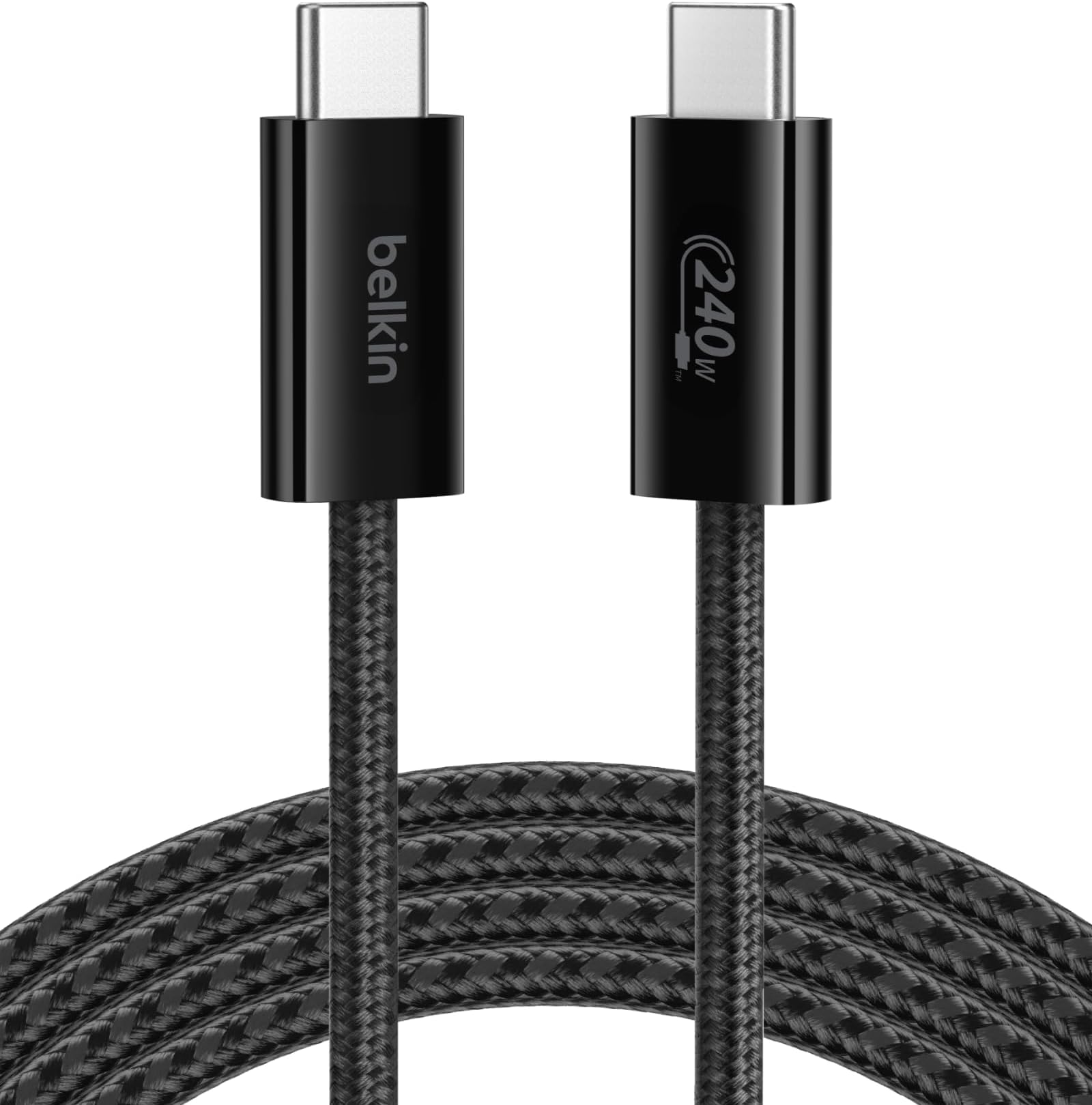 Belkin USB C to USB C Cable, 6.6ft, 240W - Type C Charger, iPhone Charger Cord, Soft, Braided, Flexible for iPhone 17, Galaxy S25, Pixel 10, MacBook, Chromebook, iPad Pro, Switch Steam Deck – Black