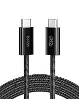 Vista 15 de Belkin Paquete de 2 cables USB C a USB C, 6.6 pies, 240 W, cargador tipo C, cable de carga para iPhone, suave, trenzado, flexible para iPhone 17