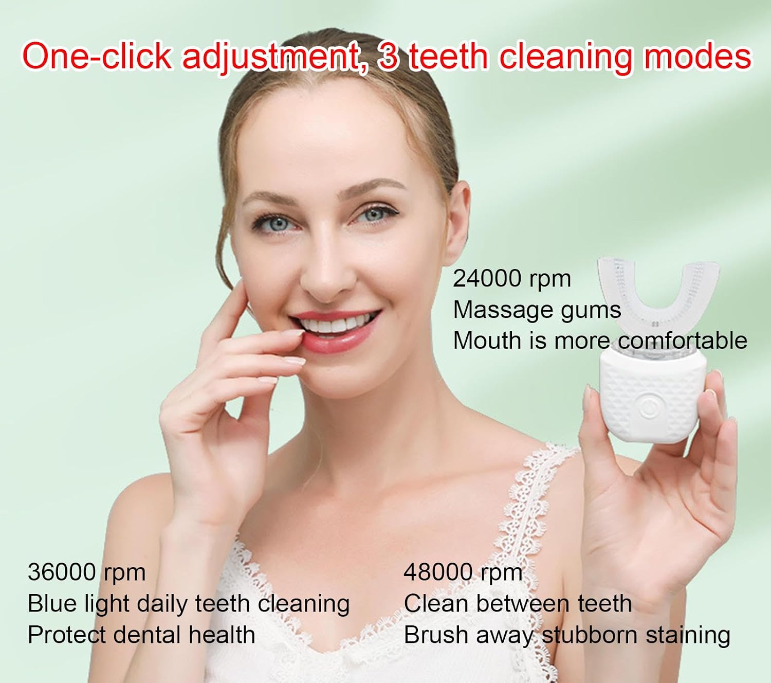 VIDECOR Electric Toothbrush Adults U Shaped Automatic Toothbrushes for Teeth Whitening, Whole Mouth 360 Degree Cleaning Hands Rechargeable IPX7 Waterproof,B
