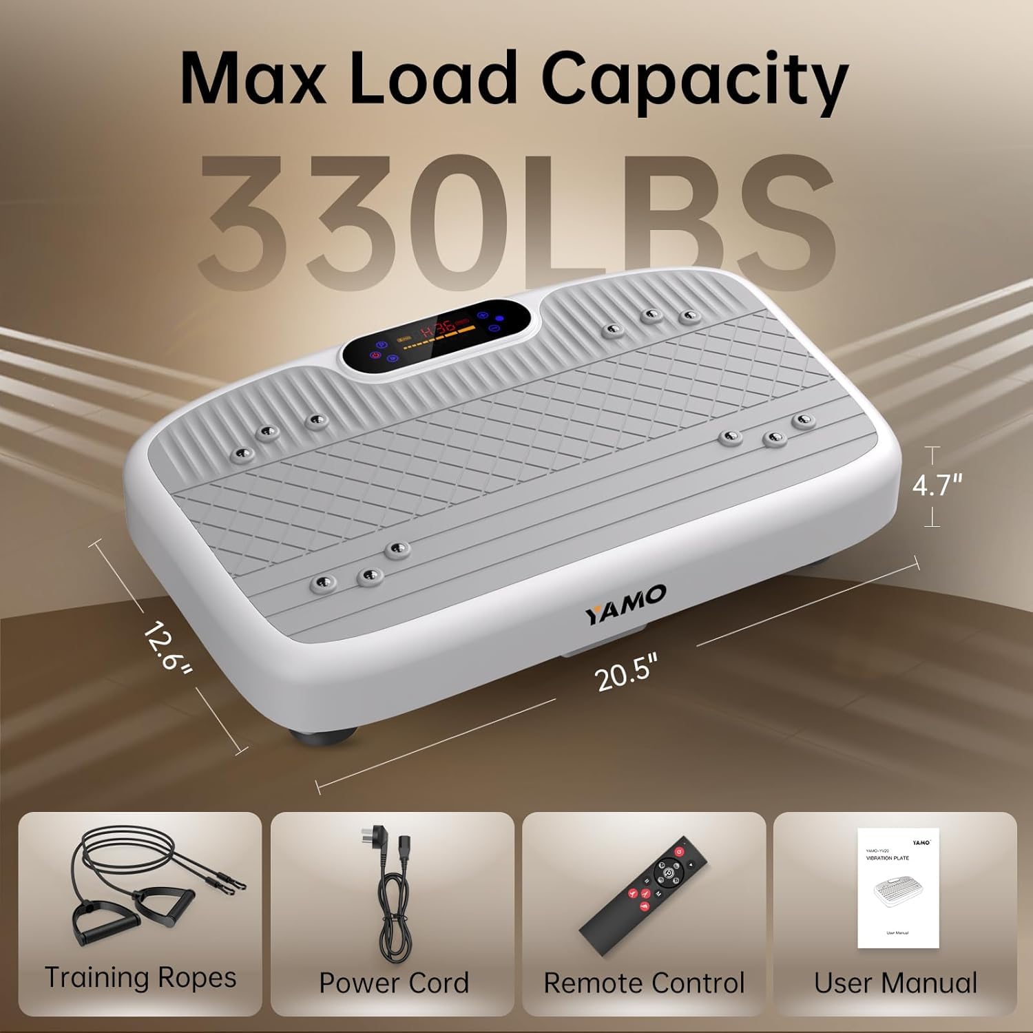 YAMO Plataforma Vibratoria | 5 Programas + 99 Niveles de Vibración | Plataforma Vibración Muscular para Hacer Ejercicio en Casa con Mando a Distancia y Bandas Elásticas