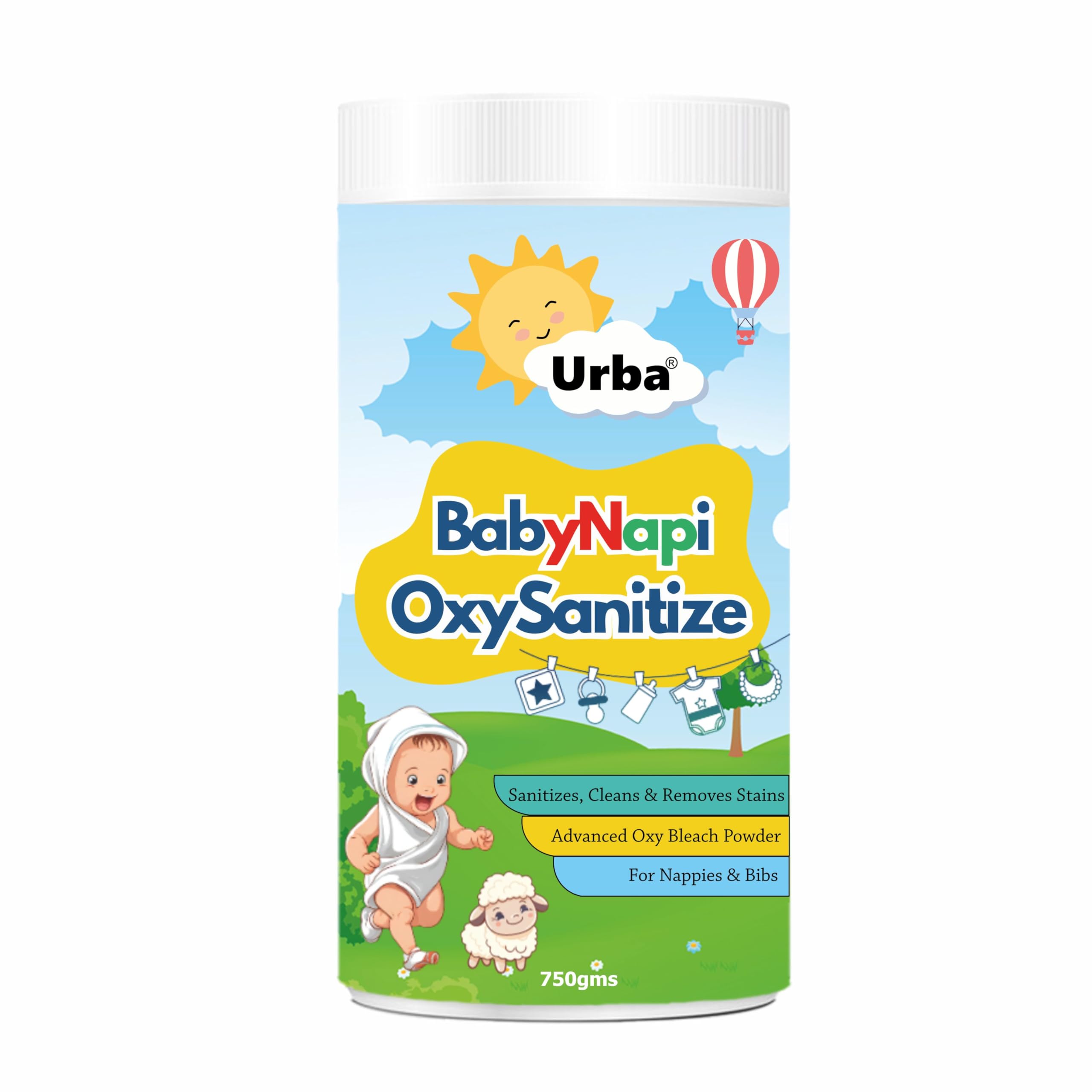 Urba Baby Nappi OxiSantizer Powder and Baby Cloth, Fragrance Free, Plant-based, Allergen Free, Certified Toxin-free, for Nappies, Bibs, Clothes and Accessories-image-44