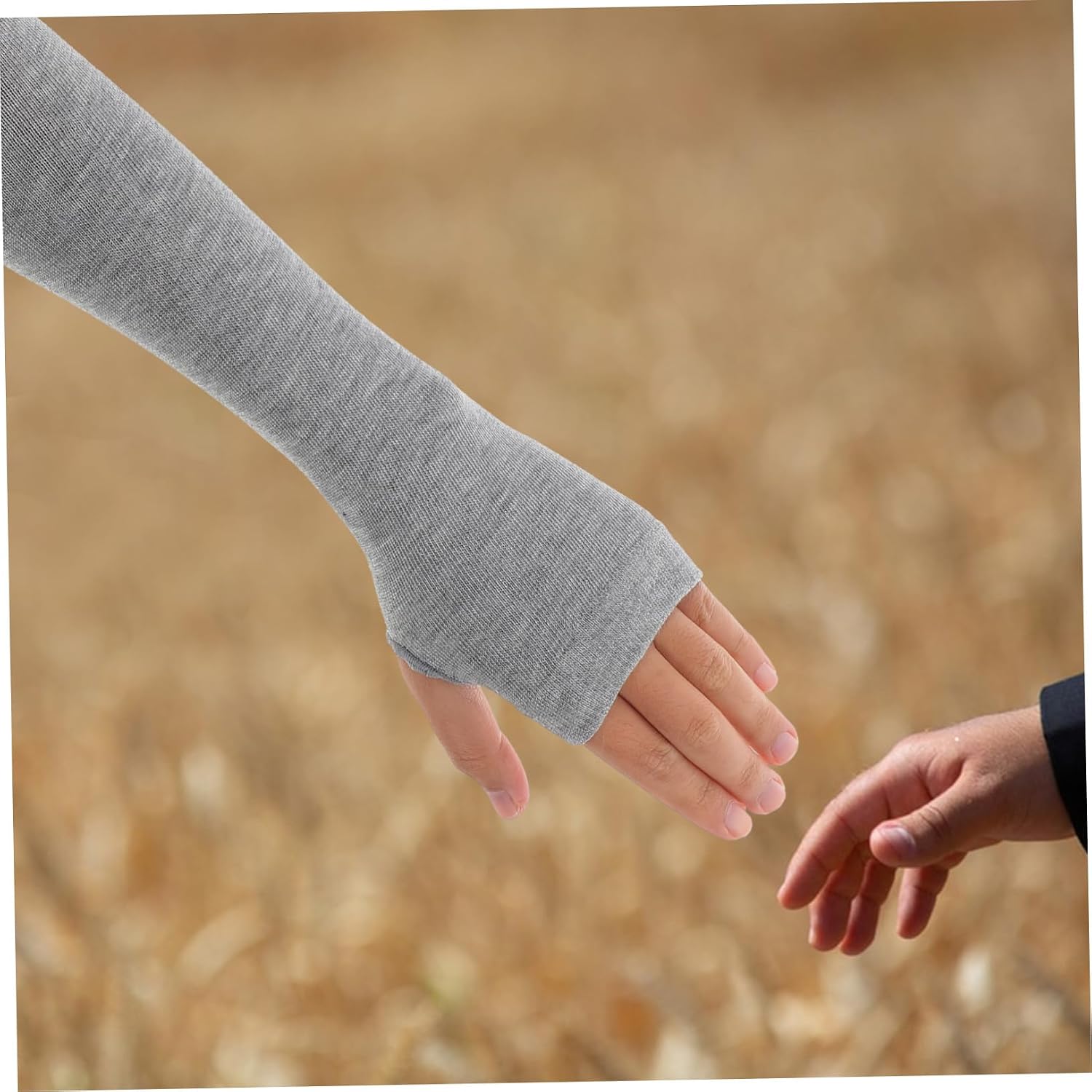 Ipetboom 3pairs Women Knitted Fingerless Gloves Soft Cotton Arm Sleeves with Thumb Hole for Warmth Stylish for Outdoor Activities