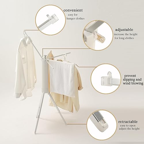 Miniatura 3 de SONICA - Tendedero de secado de ropa, plegable, portátil, trípode para secado de ropa, ahorro de espacio, plegable para viajes y uso diario en