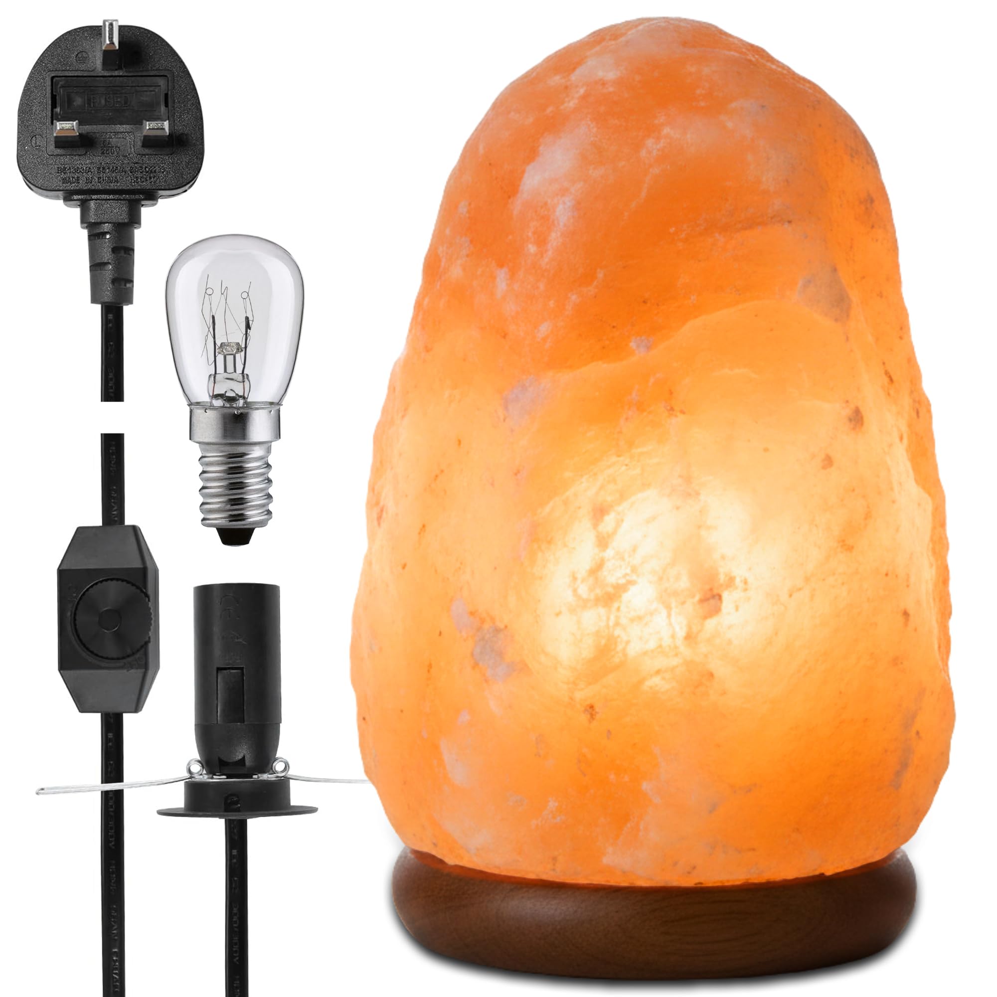 ONEX Himalayan Salt Lamp Himalayan Pink Rock Pure Crystals 2-3 KG Lamps Wooden Base (2kg)