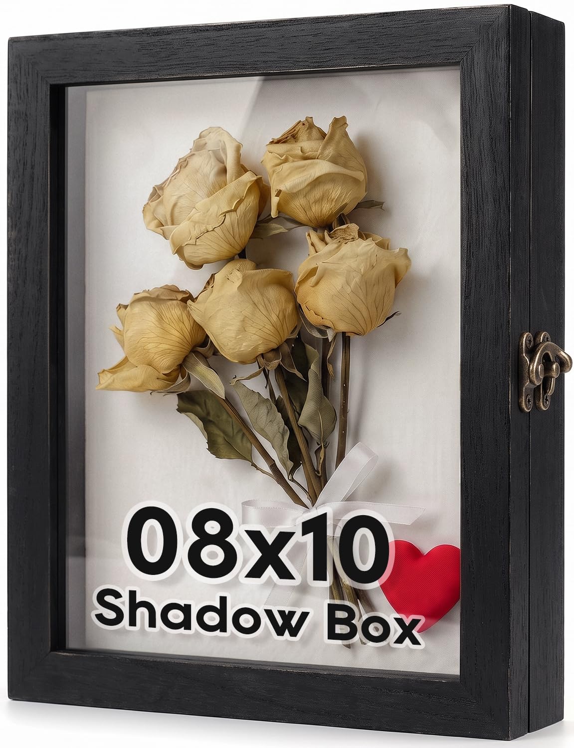TJ.MOREE Shadow Box 8x10 Memory Display Case Wooden Picture Frame Black