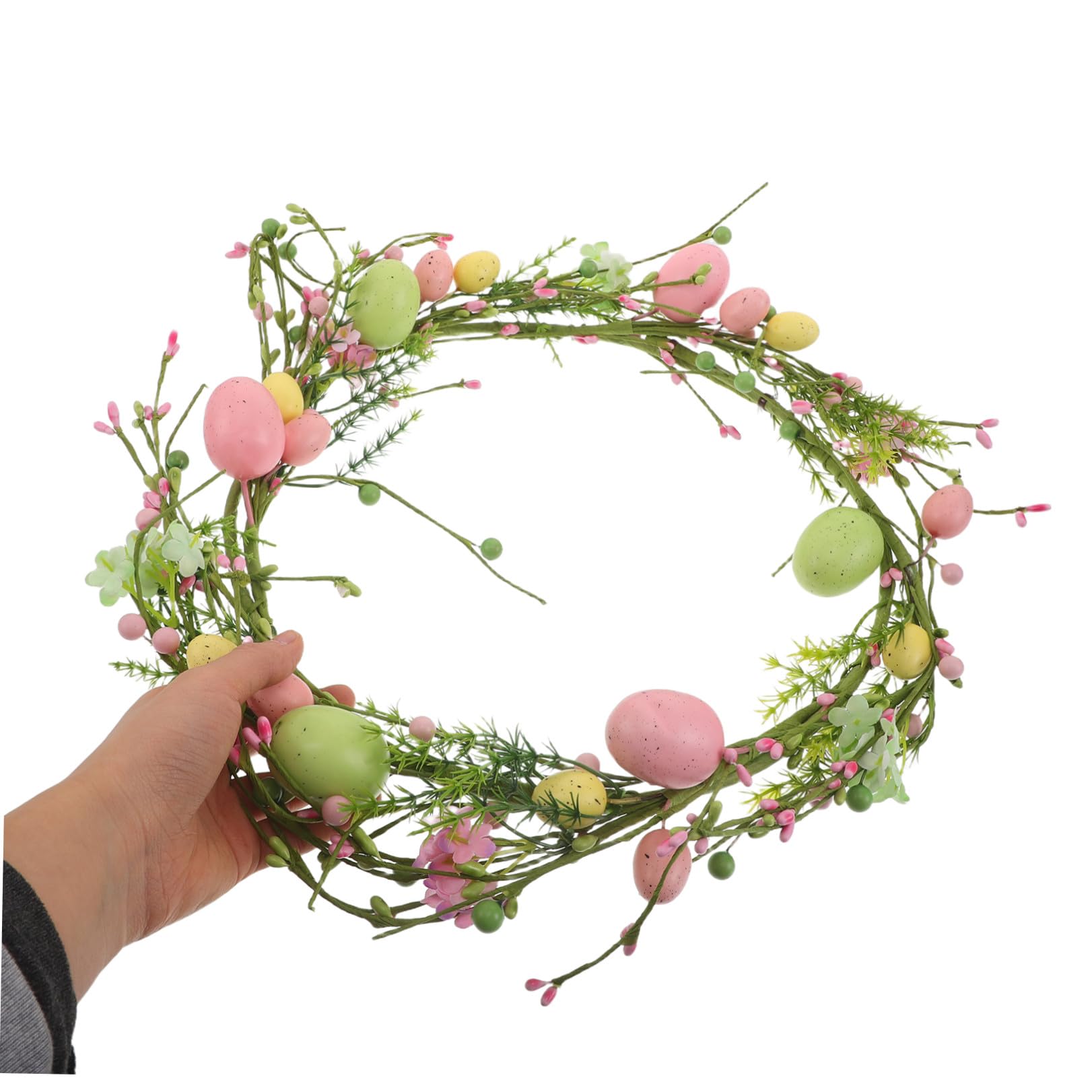 Gadpiparty Ghirlanda Pasquale Primaverile con Uova e Bacche Artificiali, Decorazione Versatile in Schiuma e Tessuto per Feste e Riunioni Familiari