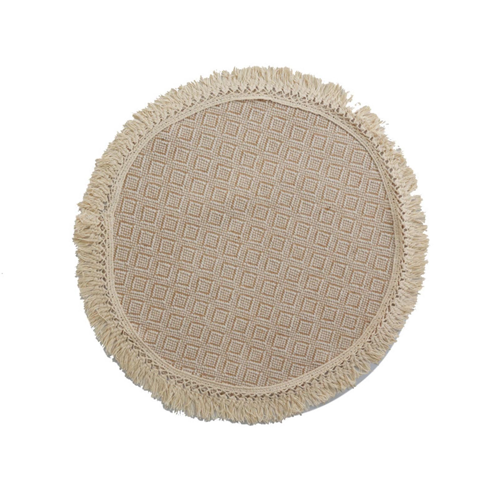 Tsophreniq Simple Table Mat Elegant Round Placemats Drinking Linen Place Mats Perfect for Kitchen Dining Tables Linen Placemat