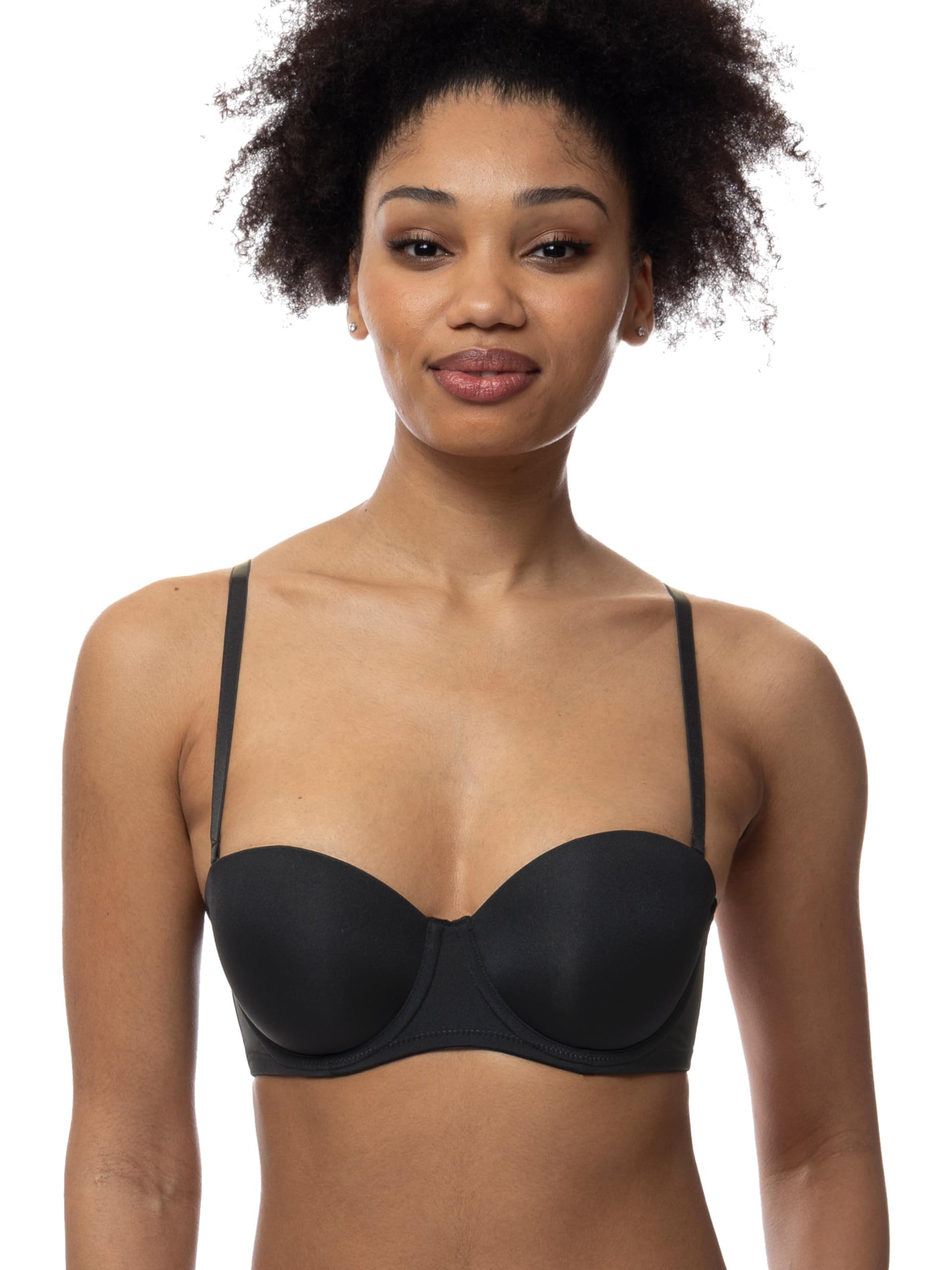 Dorina Balconette BH für Damen, leicht gepolsterter Bügel Bandeau, mit abnehmbaren Trägern, Michelle/ECO Balcony, Schwarz Beige Weiß