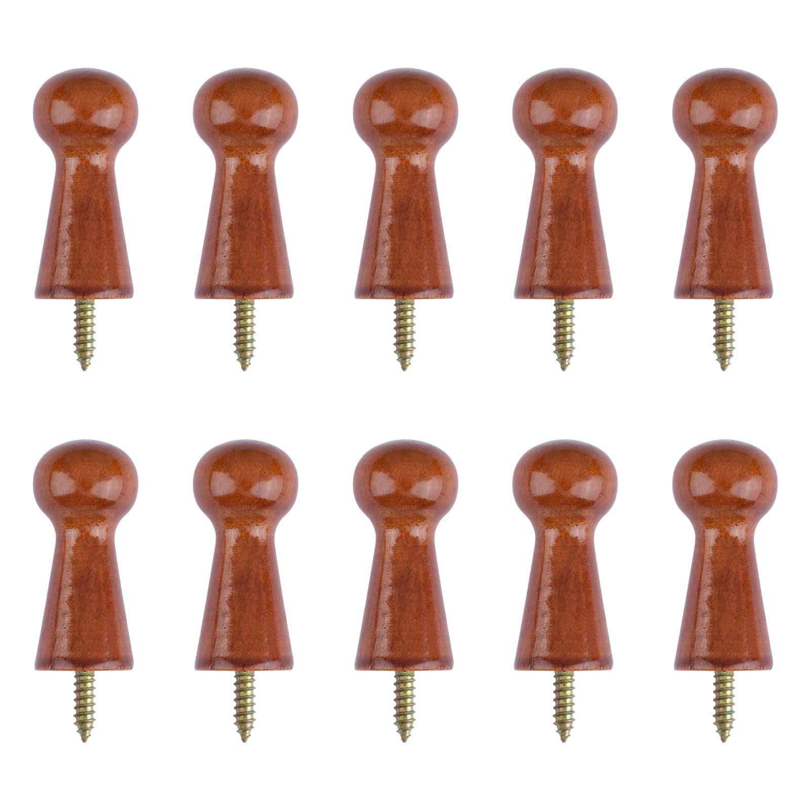 MOROBOR 10pcs Wooden Coat Hooks Shaker Pegs Decorative Coat Peg Natural Wood Hook Screw-On Hat Hook for Doors Stair Edges Wardrobes/Red
