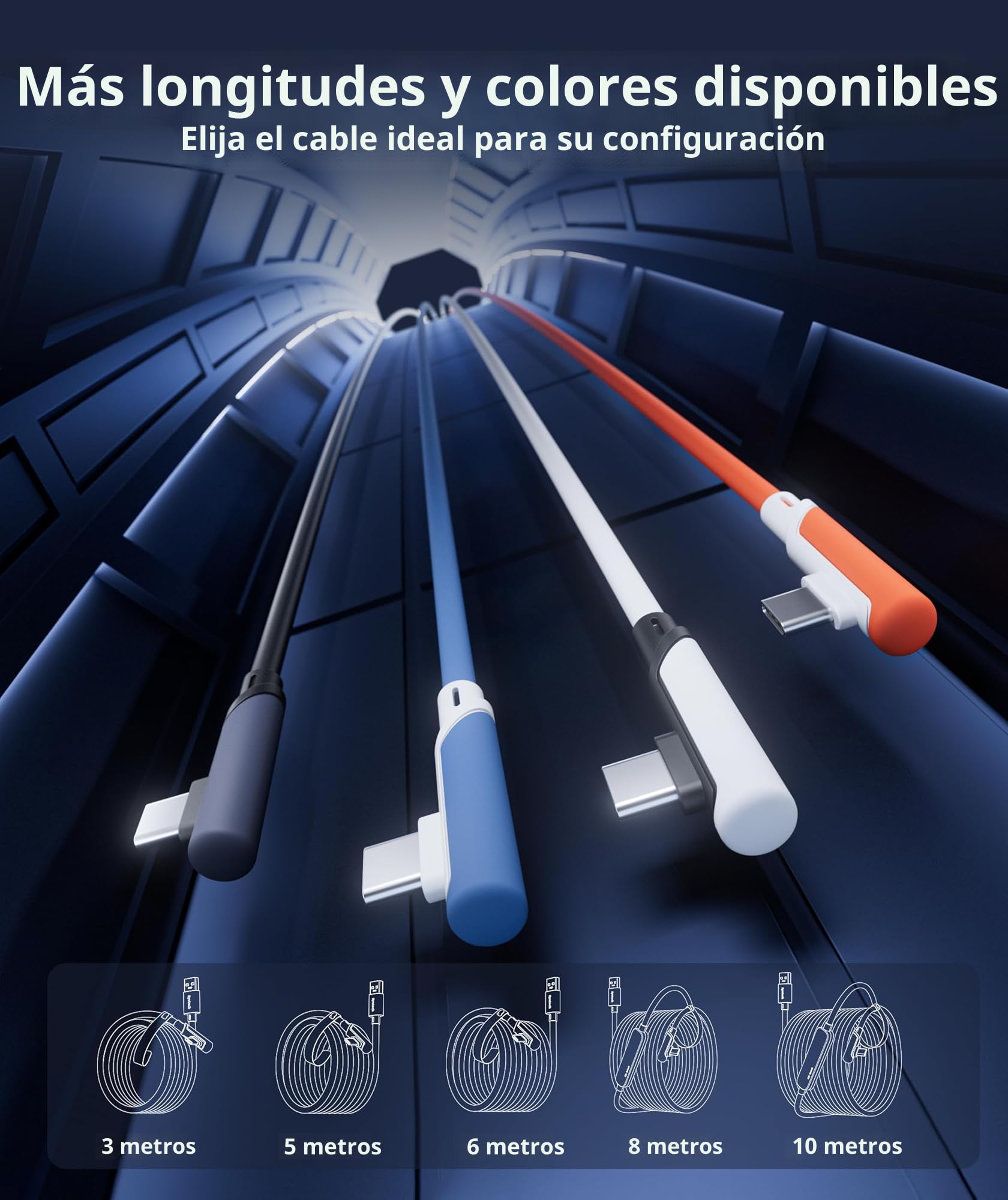 Syntech Cable Link de 5 Metros Compatible con Quest 3/2/Pro y Pico4/Pro Accesorios y PC/Steam VR, Transferencia de Datos de Alta Velocidad, Cable Link USB 3.0 a USB C para Auriculares VR, Negro — view 7