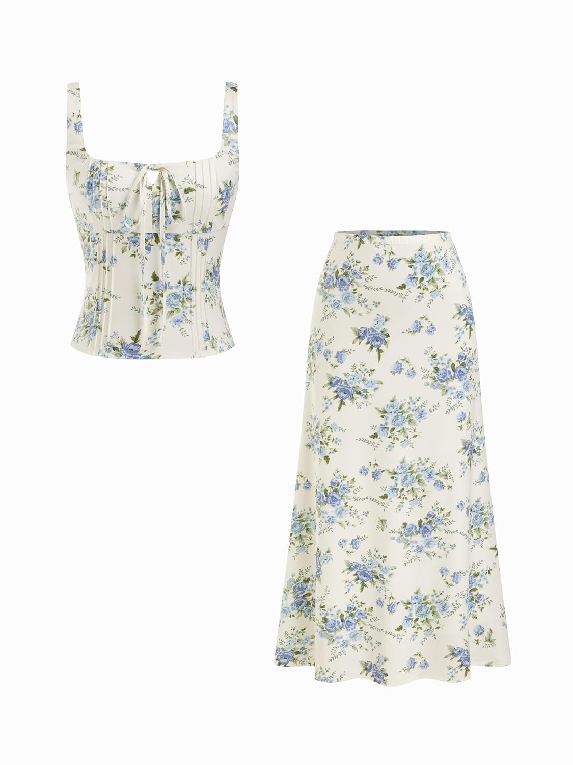 CIDER Womens Two Piece Outfits Floral Tie Front Tank Tops and A Line Skirts Summer Casual Going Out Outfits - Review, Price and Buying Guide