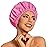 Reusable Shower Cap for Women, Large Waterproof Shower Essentials Bonnet Washable Elastic Band Bath Hair Wrap Hat for Long Hair, Braids(Rose Red)