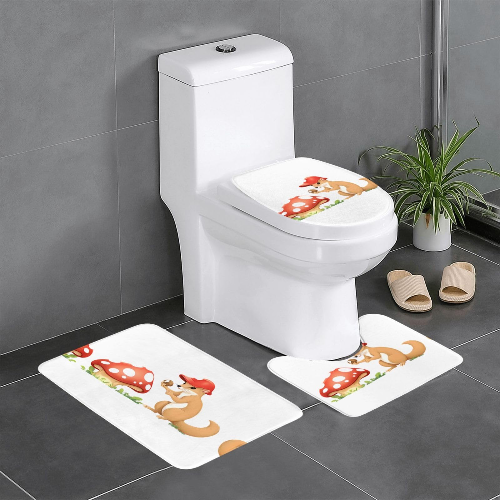 Tapis de bain antidérapant WHJSSF absorbant et sécurisé motif champignons