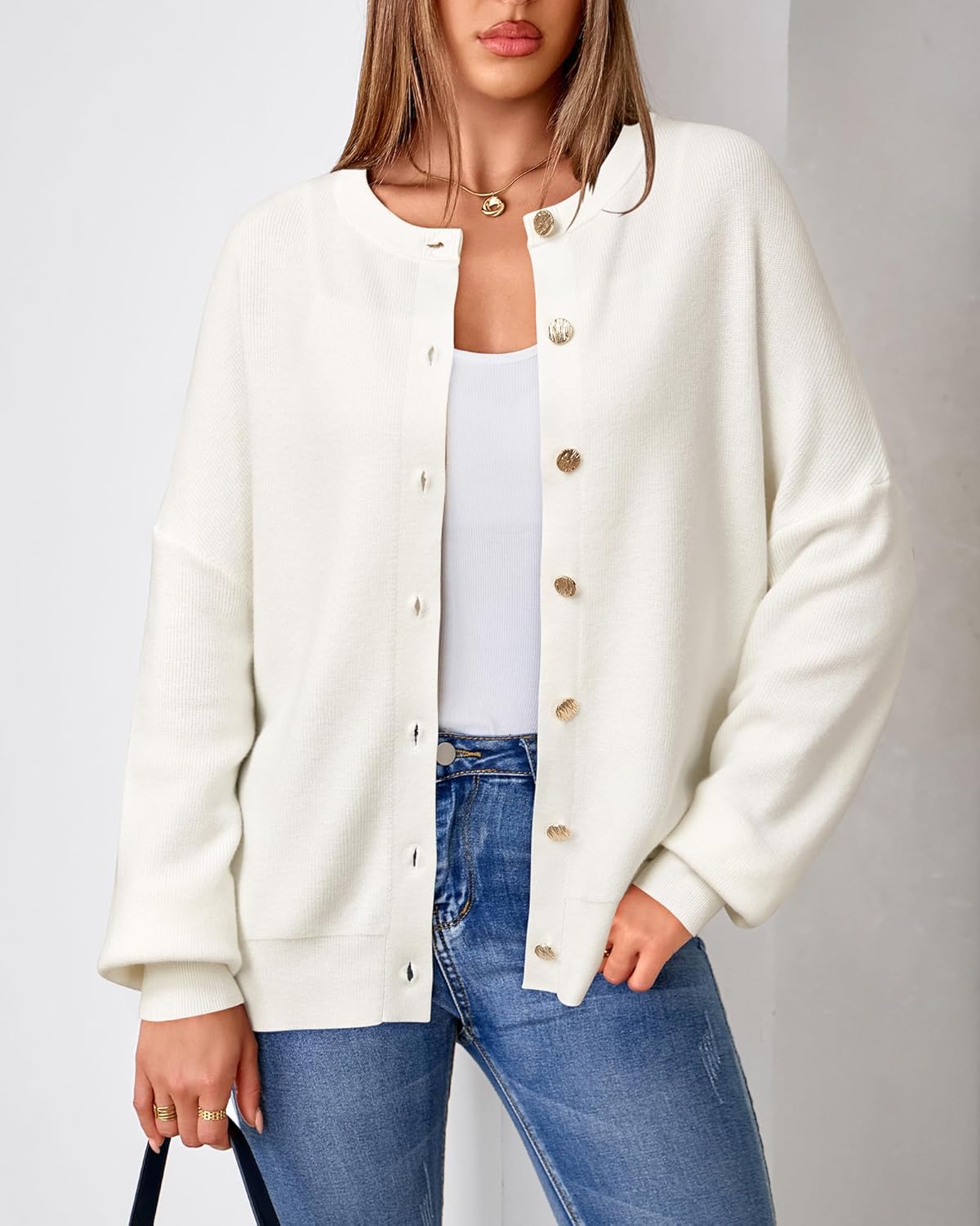 Arach&Cloz Women's Wool Blend Oversized Cardigan Sweaters Button Down Casual Clothing - Image 3