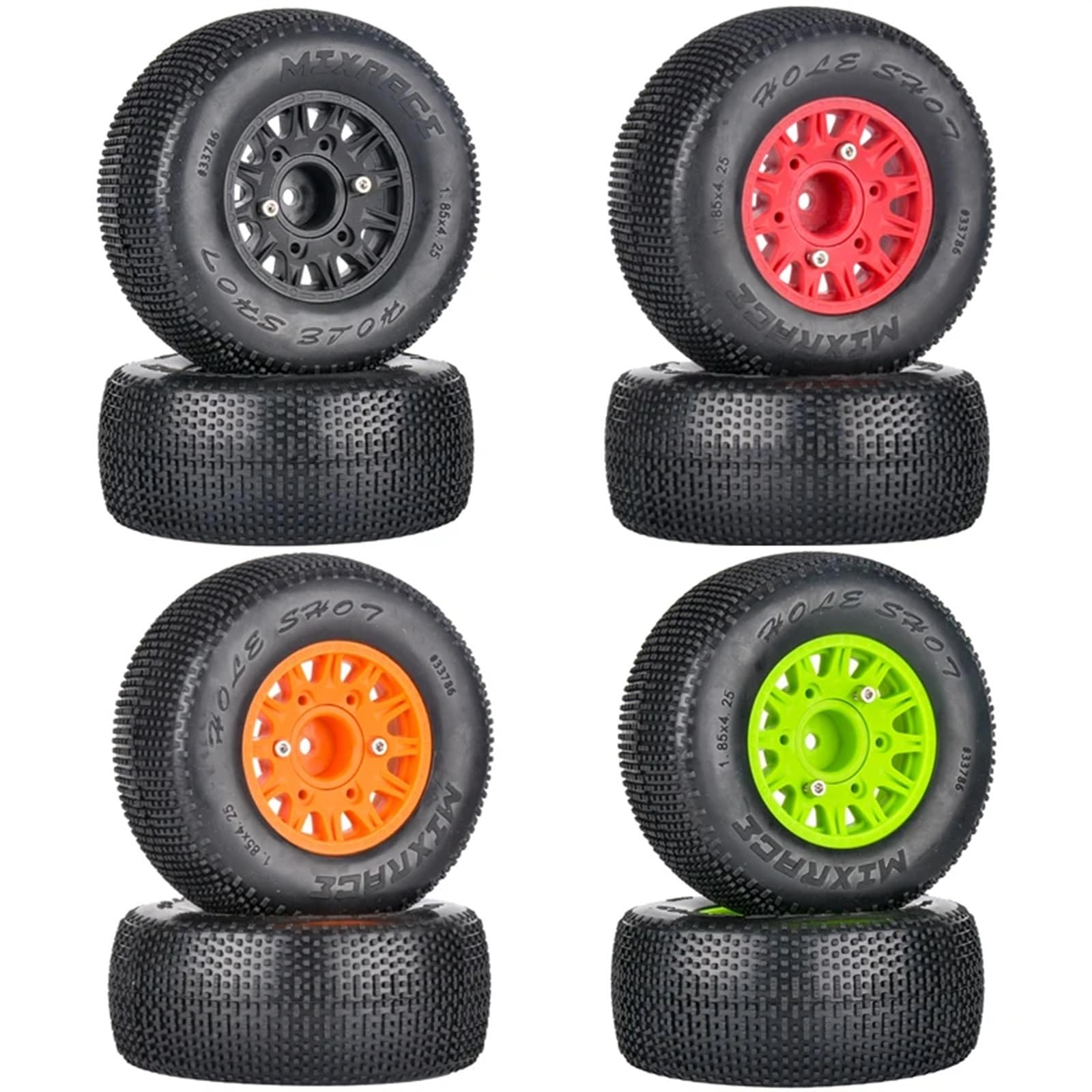 Neumáticos Coche RC para LT18067 1/10 4 Piezas Neumáticos Cortos Camión Todoterreno For Modelo Neumático Coche Agarre Pequeño Adaptador Resente Al Desgaste 12 Mm 14 Mm Y 17 Mm(Black)
