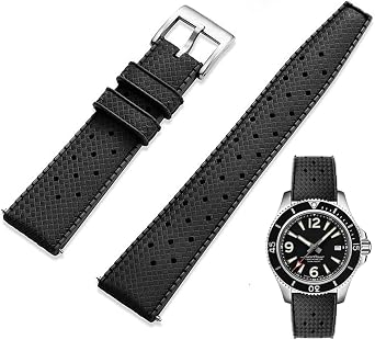 FKM Rubber Watch Strap Quick Release Tropical Style Fluoro Rubber 18mm 19mm 20mm 21mm 22mm Soft Breathable Durable FKM Rubber Watch Band Universal Replacement Band Strap for Men Women