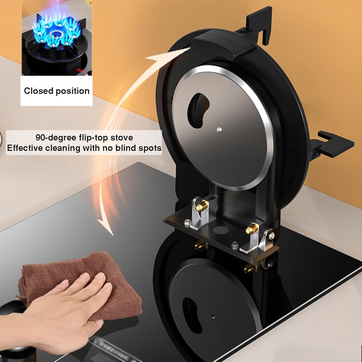 43cm Gas Cooker 1 Burner,Portable 5.2kw 9-cavity Stove,with 99min Timer and Anti-Scald Alert,Detachable Easy to Clean,for Kitchen Camping(LPG)