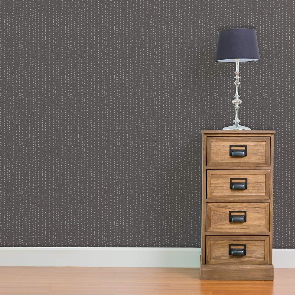 Flipside Grey Dots and Stripes Peel and Stick Removable Wallpaper - Each roll is 18 ft. Long x 18 in. Wide. - Safe for Walls - Easy to Apply & Easy to Remove