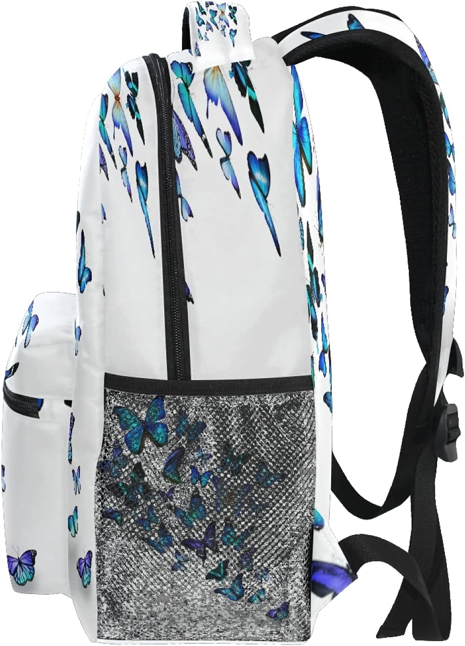 Blue Butterfly Backpack Butterflies Student School Bag Bookbag 14 inch Laptop Backpacks Travel Daypack Shoulder Bag