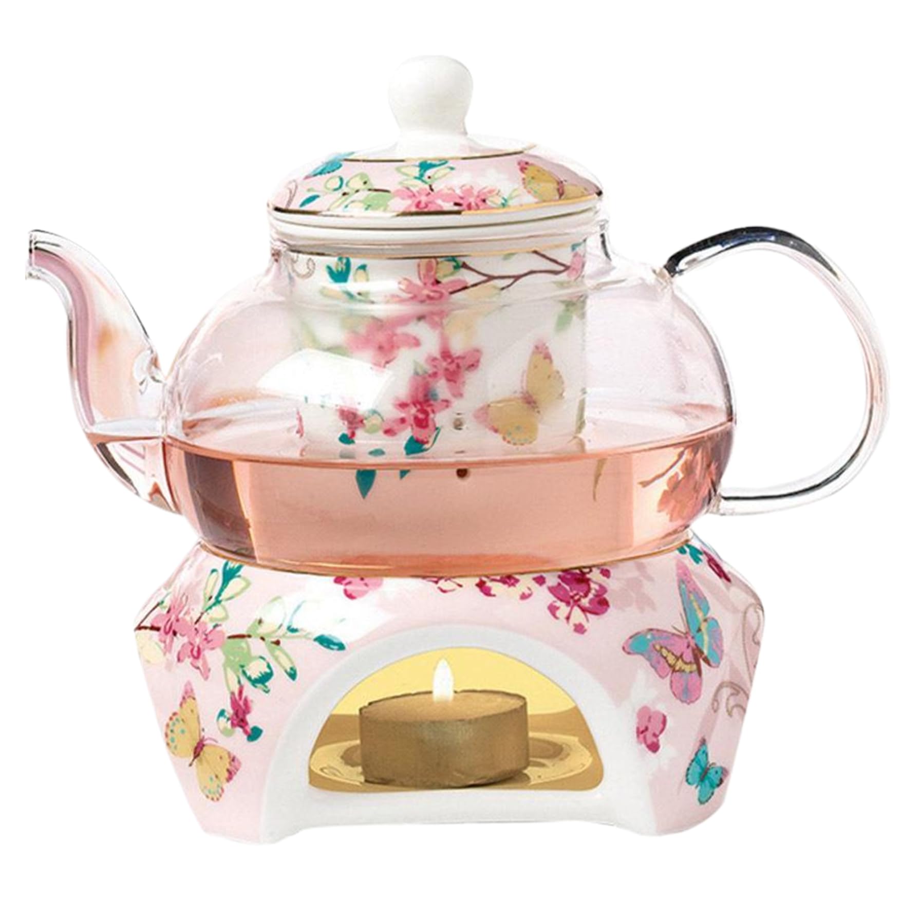 Théière Kung Fu chinoise en céramique florale vintage 5x3 pouces avec infuseur