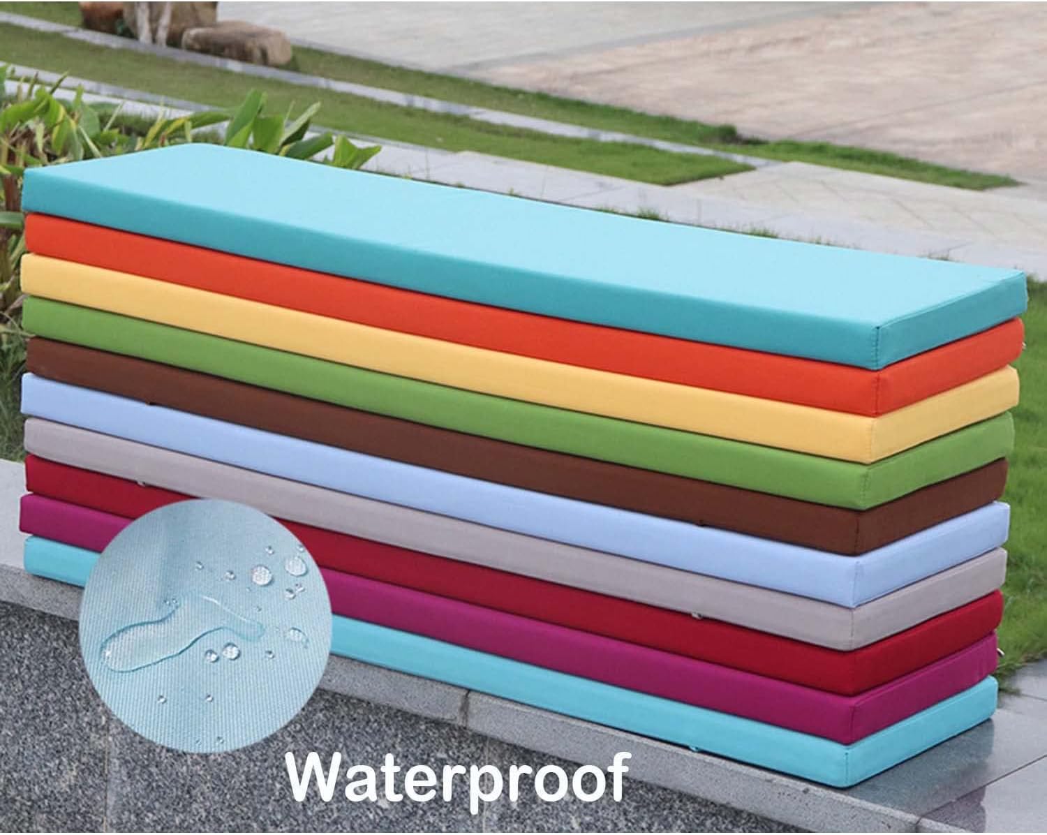 Indoor/Outdoor Bench Cushion Waterproof Chair Seat Cushions, Garden Patio Swing Seat Pad, Soft Thick Foam Furniture Settee Sofa Cushion Custom Size (Light Coffee, 25x15.7x1 Inch)