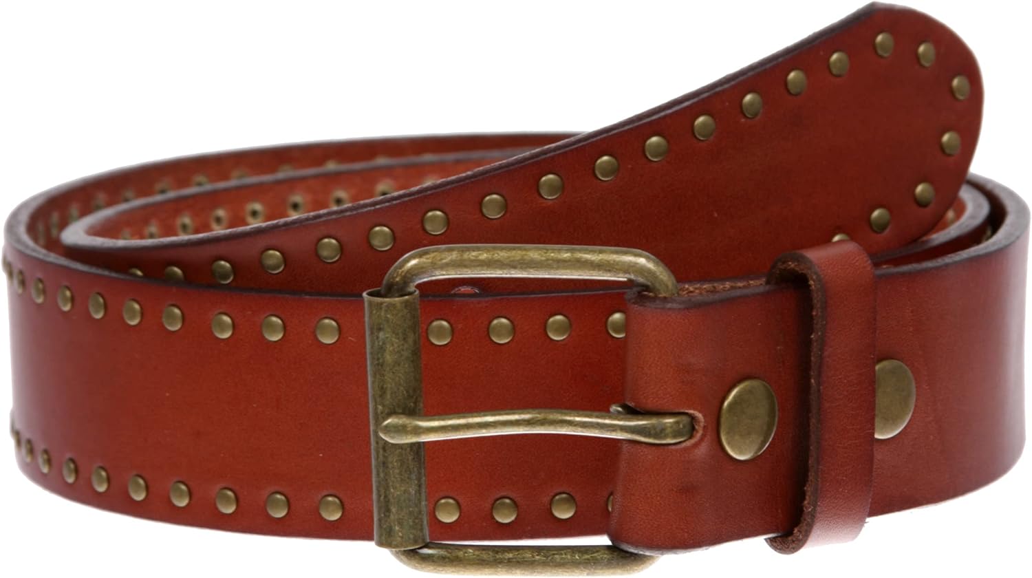 Genuine Vintage Retro Circle Studded Leather Belt - Interchangeable buckle