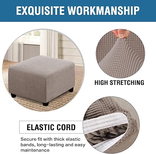 Miniatura 4 de Fundas otomanas cuadradas de jacquard, fundas otomanas plegables, protector de taburete de almacenamiento plegable, parte inferior elástica,