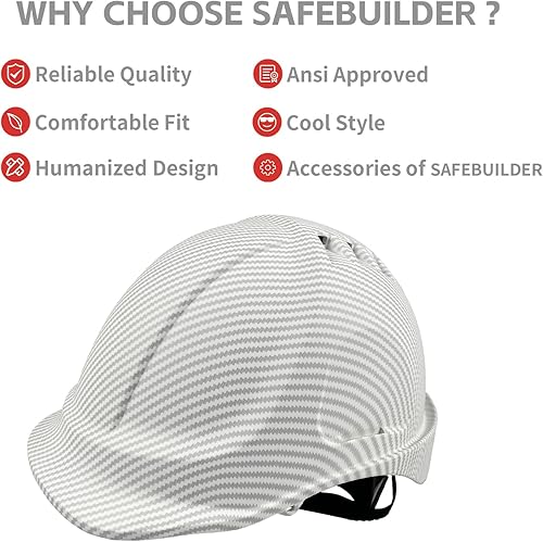 Miniatura 2 de Casco de seguridad estilo tapa ABS trabajo duro ventilado Hardhats para hombres Patrón de fibra de carbono Industrial ANSI z89.1