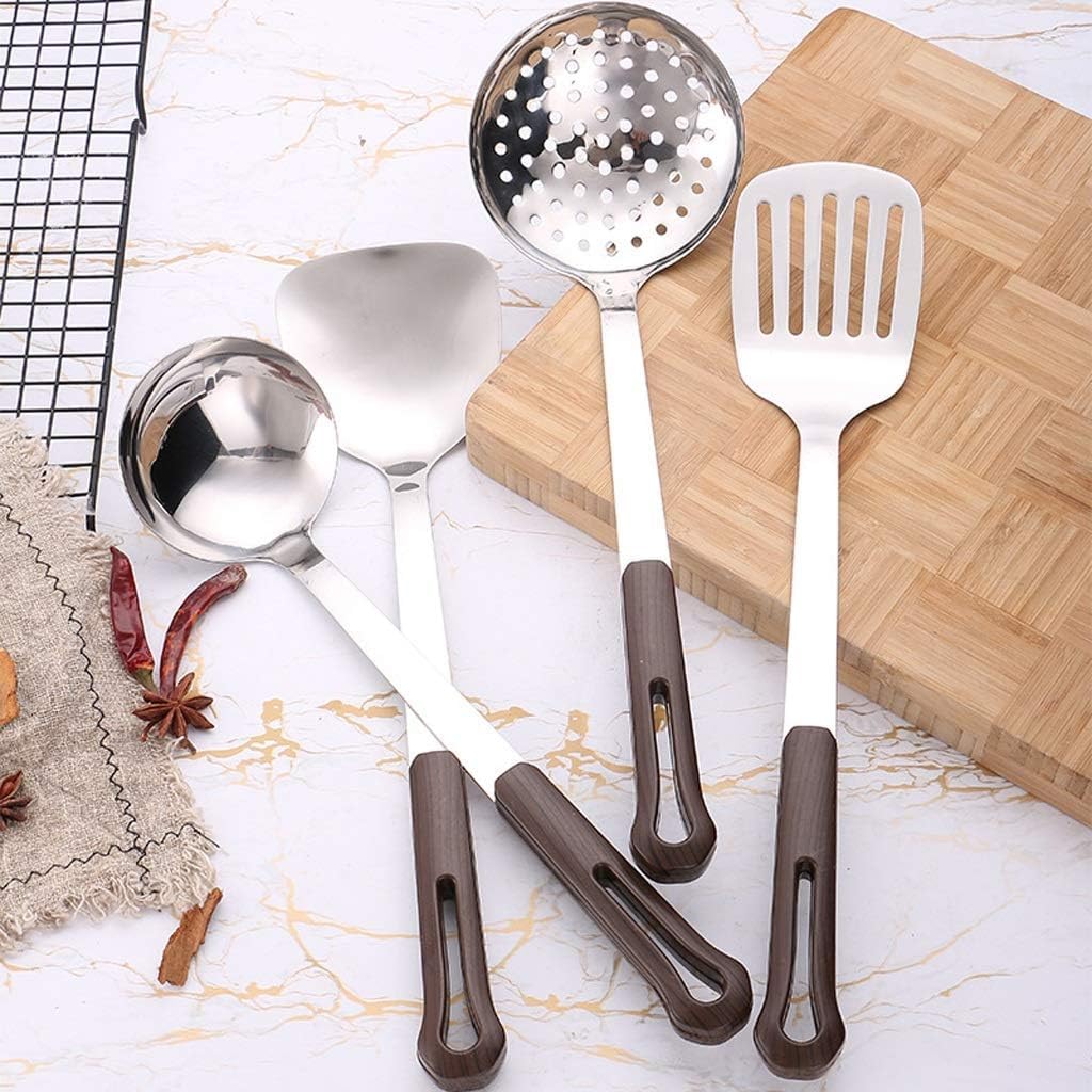 Kochutensilien, Küchenutensilien-Set aus Stahl, antihaftbeschichtet und hitzebeständig, beste Küchenutensilien, 6 Küchenutensilien-Sets natürlichem Holzsilikon, Kochutensilien-Sets