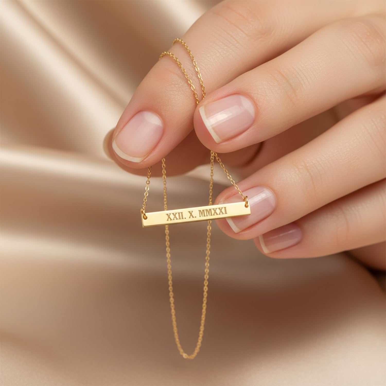Personalized Bar Necklace, Dainty Charm Pendant Sterling Silver or 14K Gold, Custom Engraved Name Jewelry