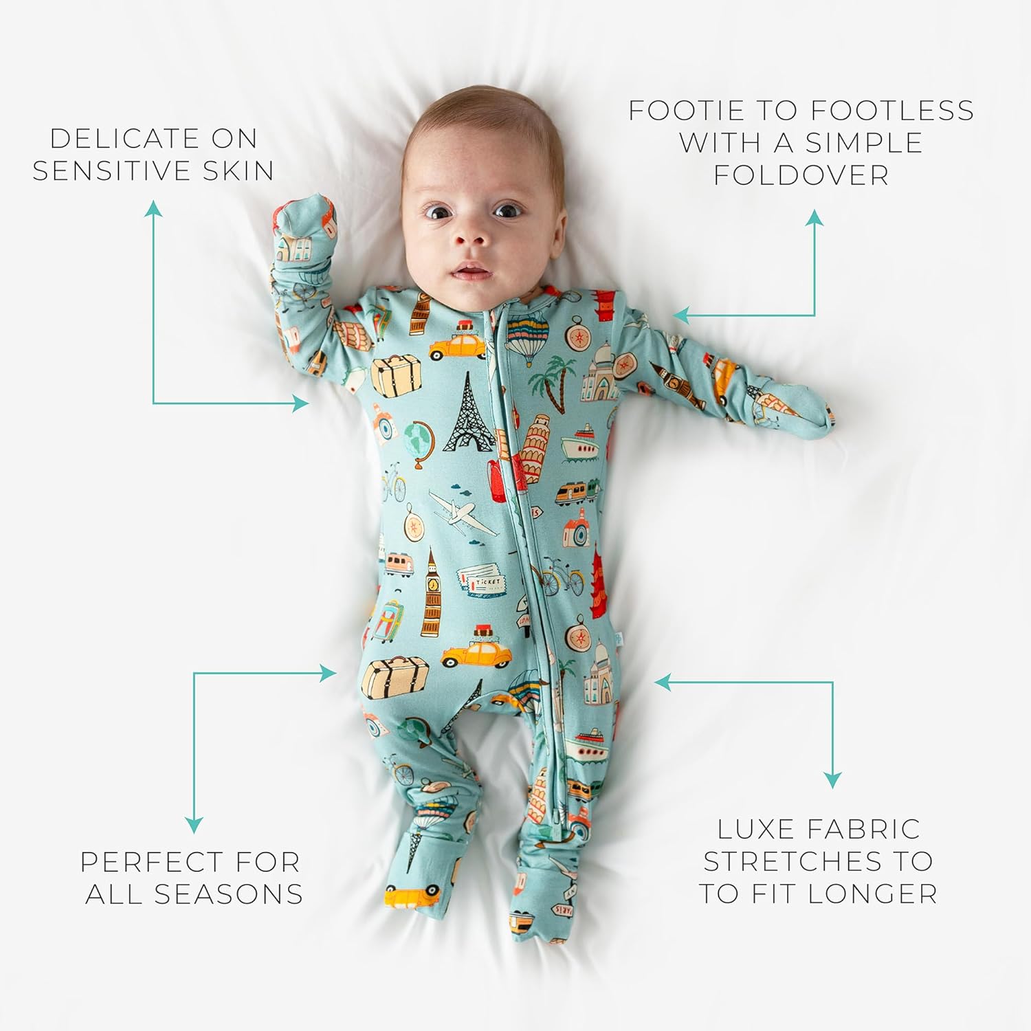 Posh Peanut Convertible Baby Sleepers - Boys Footless Baby Pajamas with 2 Way Zipper for Easy Diaper Changes - Image 7