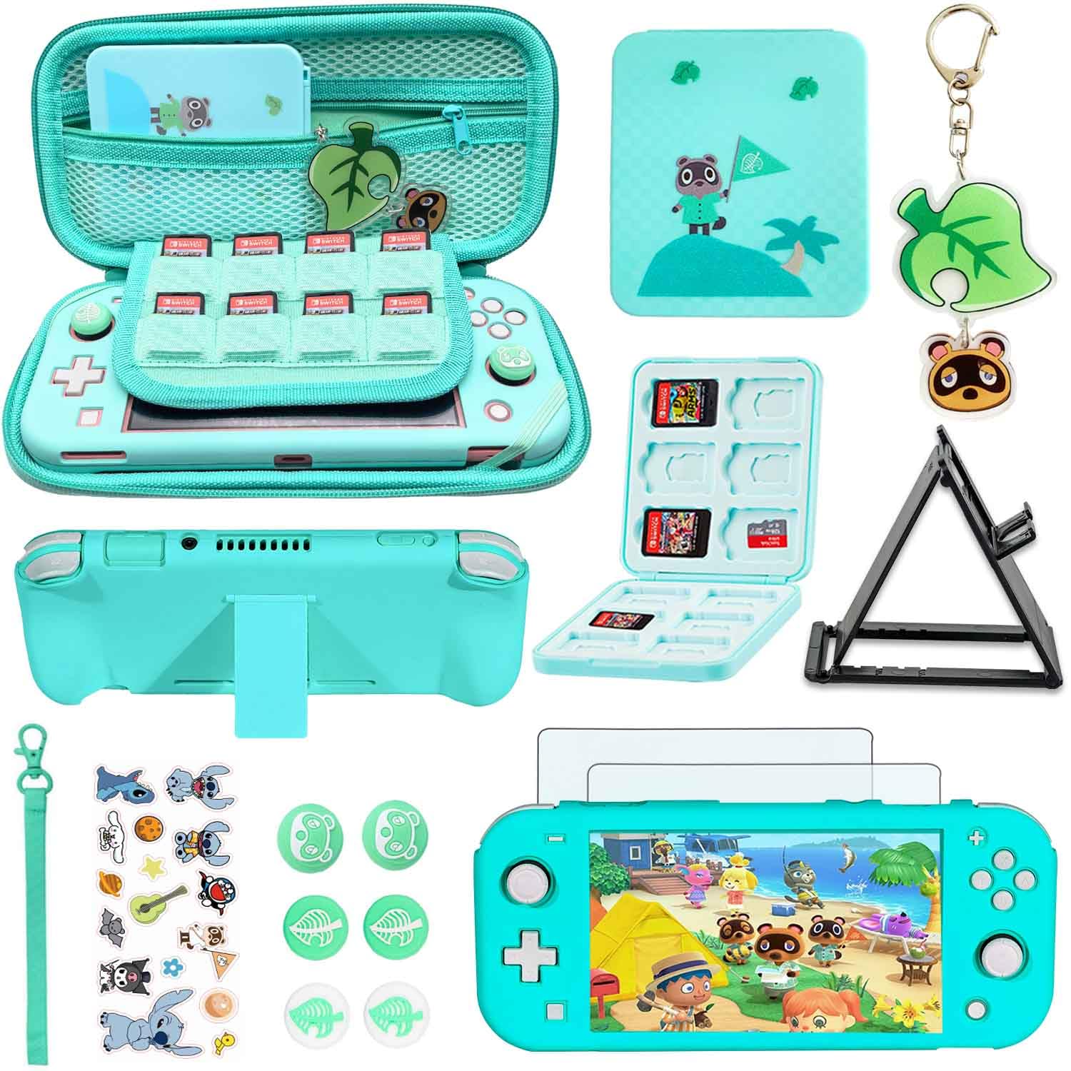 YOOWA Accessories Kit for Nintendo Switch Lite Animal Crossing - Cute Accessories Bundle with Carrying Case Kawaii Cover