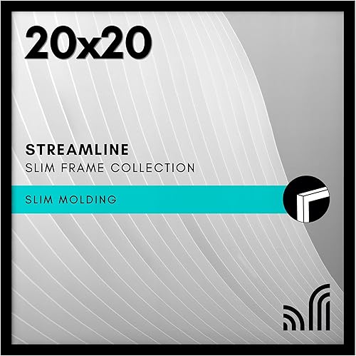 Americanflat - Portarretratos cuadrado de 20x20 pulgadas con plexiglás pulido, colección Streamline, marco de fotos con borde delgado para exhibir