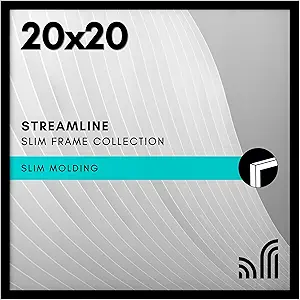 Americanflat 20x20 Picture Frame with Polished Plexiglass - Streamline Collection - Thin Border Square Frame for Wall Display - Hanging Hardware Included - Black