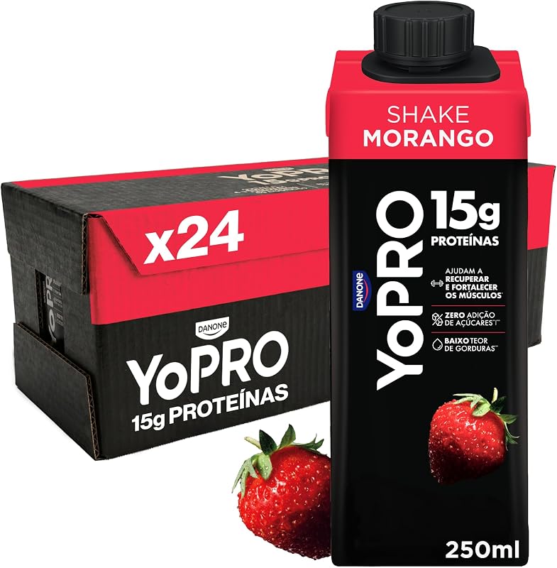 Pack YoPRO Bebida Láctea UHT Morango 15g de Proteínas 250ml -24 Unidades