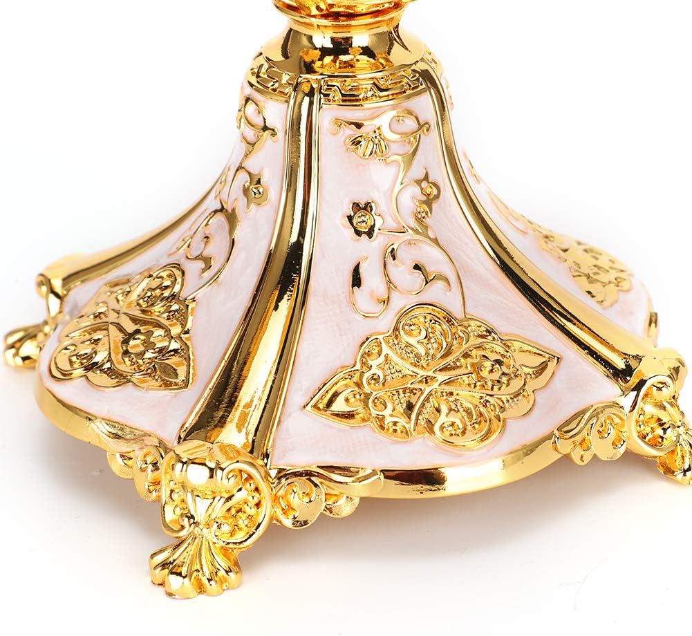 Embossed Candelabra, Rhinestone European Candle Holder, Stable Base with Delicate Design, Premium Alloy Material, for Wedding and Home Decoration