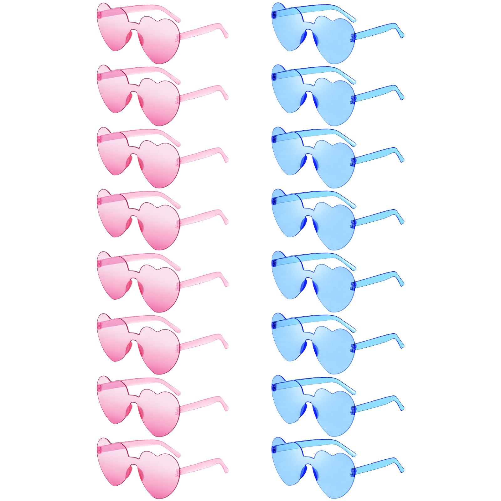 Matcheck 16 Heart Shaped Rimless Sunglasses Transparent Candy Colored Glasses Frameless Party Eyewear for Women