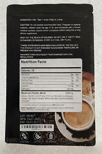 Miniatura 2 de CAFÉ DE SETAS con COLÁGENO  Café instantáneo con 10 setas adaptogénicos superalimentos (Chaga, melena de león, cordyceps, cola de pavo, maitake,