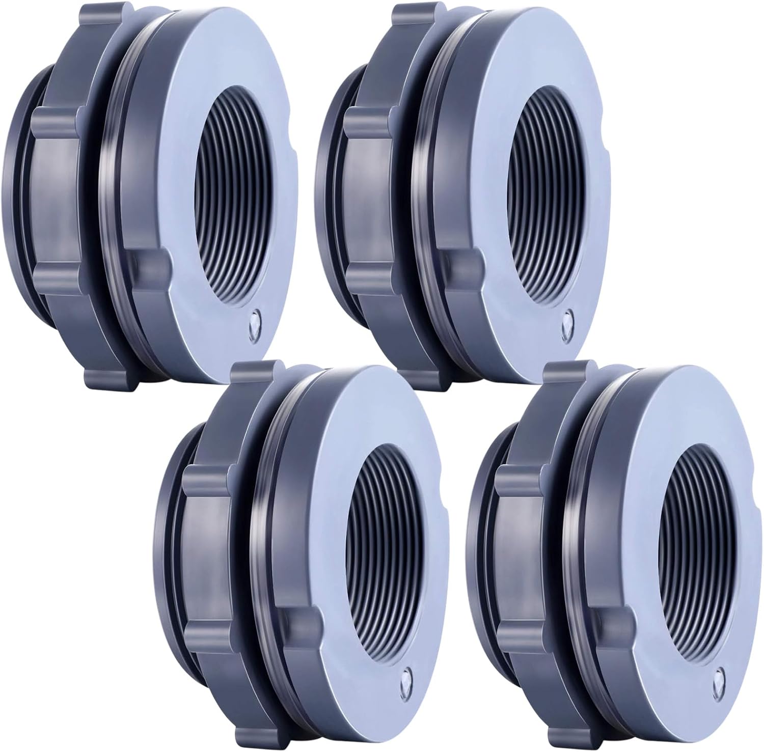 Outus 4 Pieces 1.5 Inch PVC Bulkhead Fitting for Rain Barrels, Aquariums, Water Barrel, Water Tanks, Bucket, Ponds, Pools