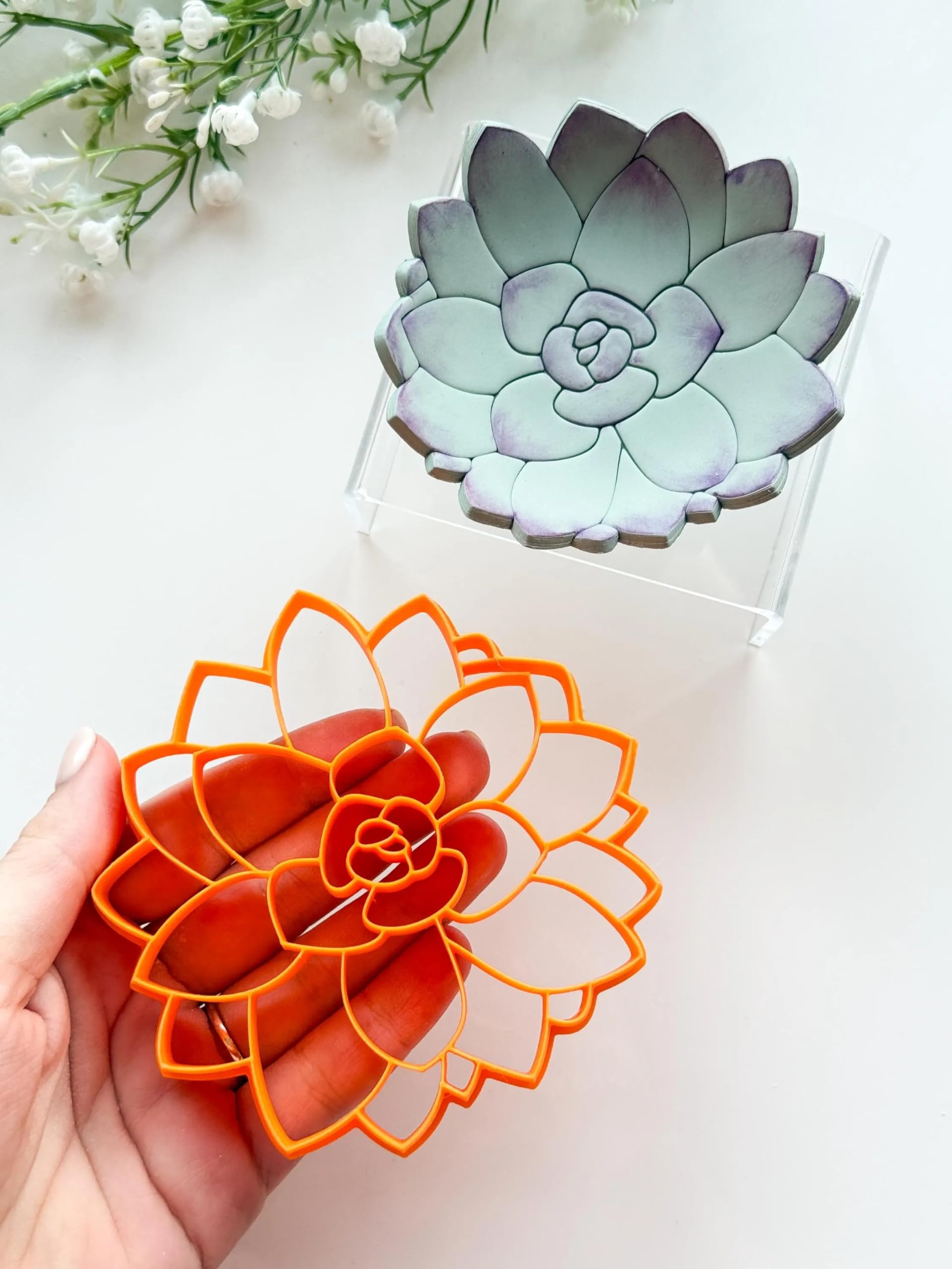 Succulent Flower Trinket Dish Clay Cutter, JWELLERY Tray Clay Cutter. Home Decor, Fridge Magnet, DIY KIT. Size:Mentioned in Images.[Color May Vary]-image-6