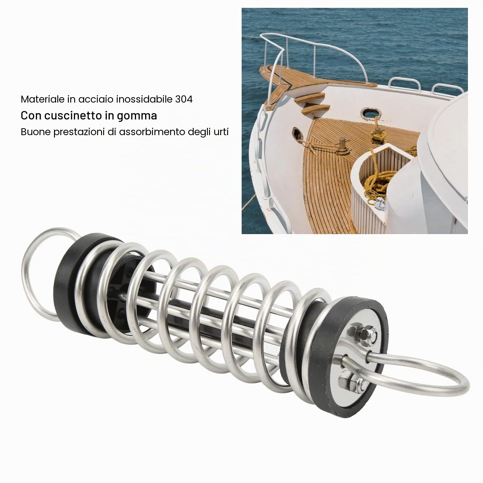 Molle di Ormeggio per Barche 6x300mm, Molle di Ormeggio per Linea di Ormeggio in Acciaio Inossidabile 304, Linea di Ormeggio per Barca, Ammortizzatore a Molla