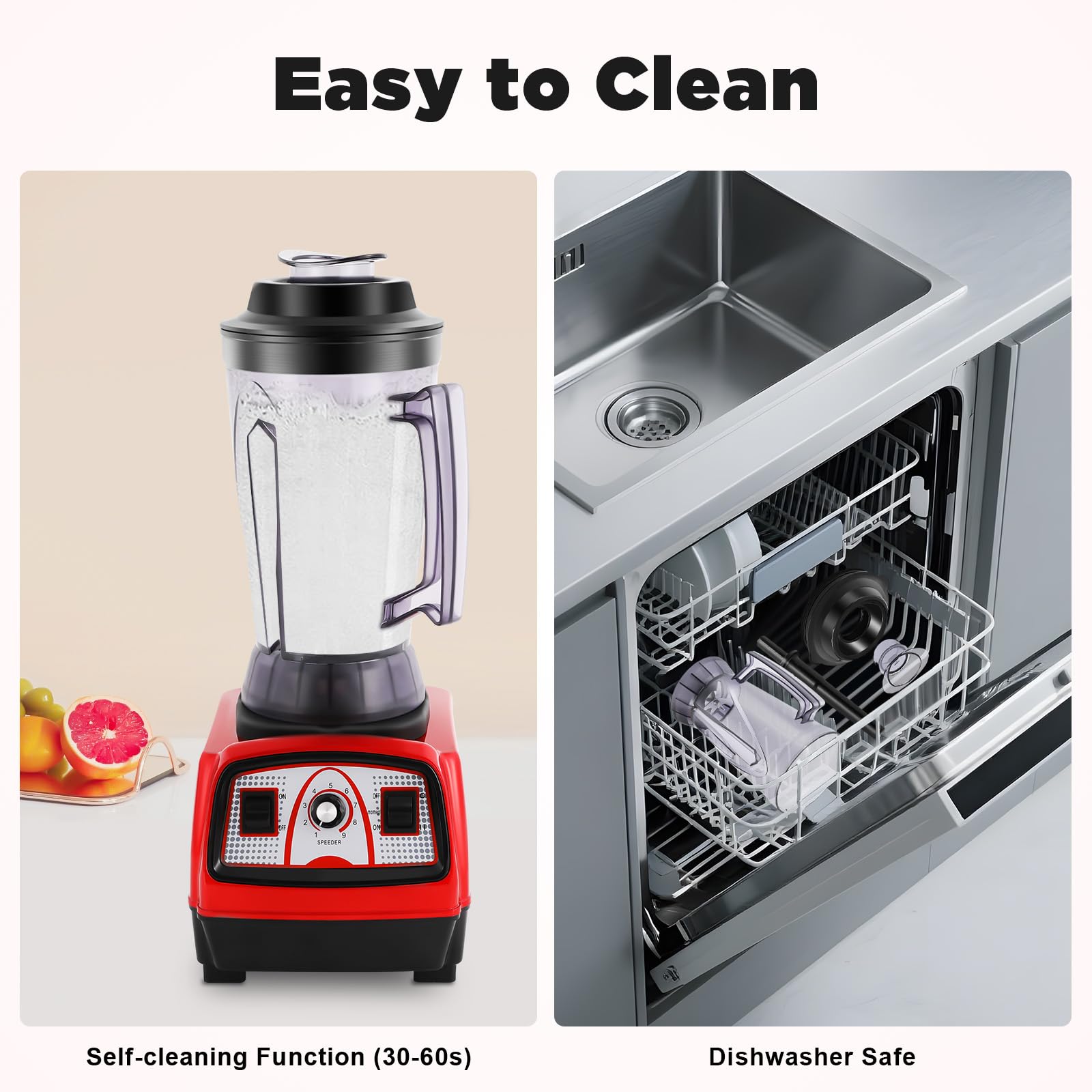 Mikser o wysokiej wydajności 2200 W, 4 l, 26 000 obr./min, mikser do smoothie z mieszadłem, 9 prędkości, profesjonalny blender, do domu, restauracji, barów, sklepów z herbatą mleczną, 22 x 23 x 57 cm