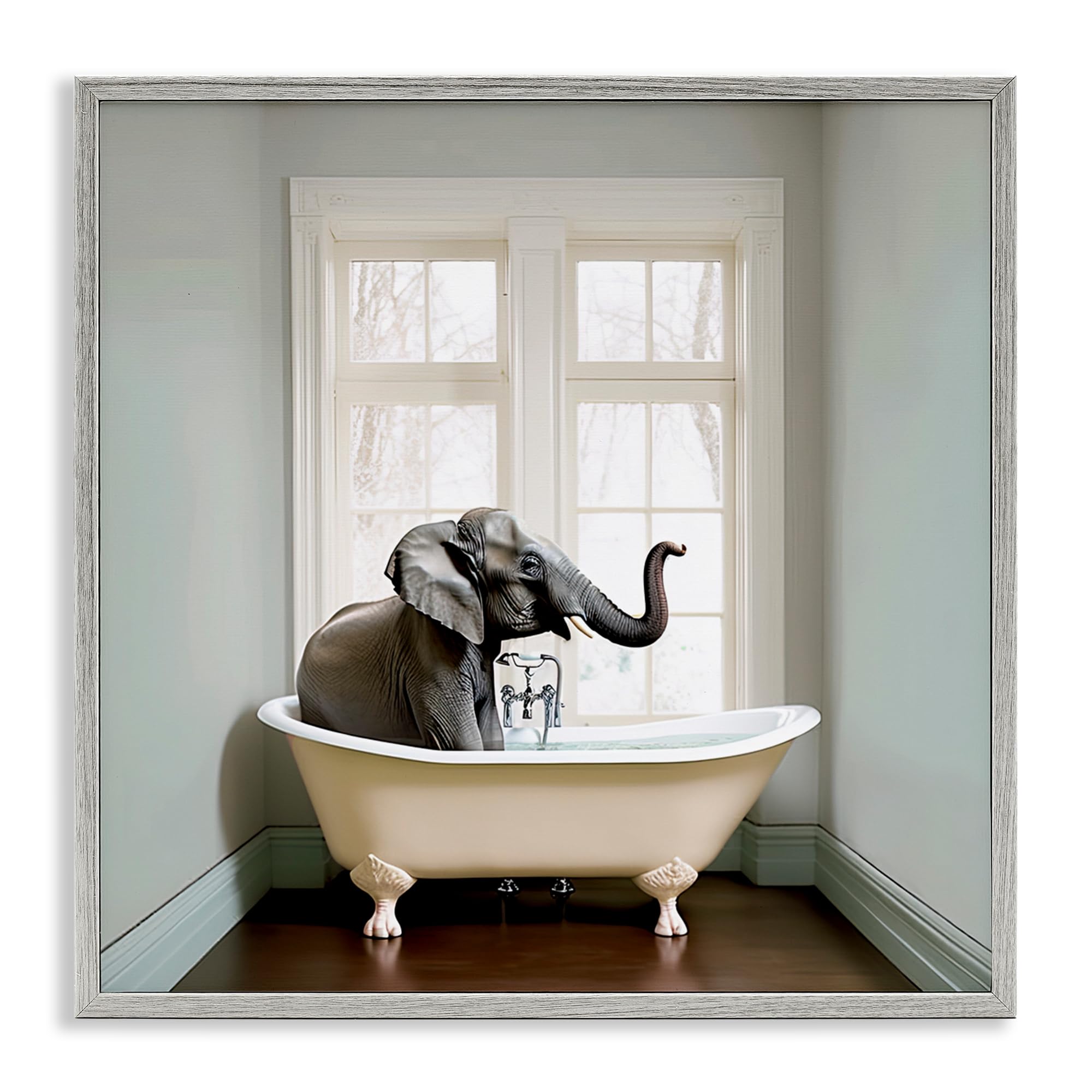 Éléphant noir Stupell Industries giclée encadrée de qualité galerie d'art