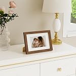 Dreamland 5x7 Walnut Oak Wood Picture Frame Matted to 4x6, 1-Pack | USA-Sourced Natural Solid Oak Wood, Photo Frame, Removable Mat, Tempered Glass, Wall or Tabletop Display, Home Decor