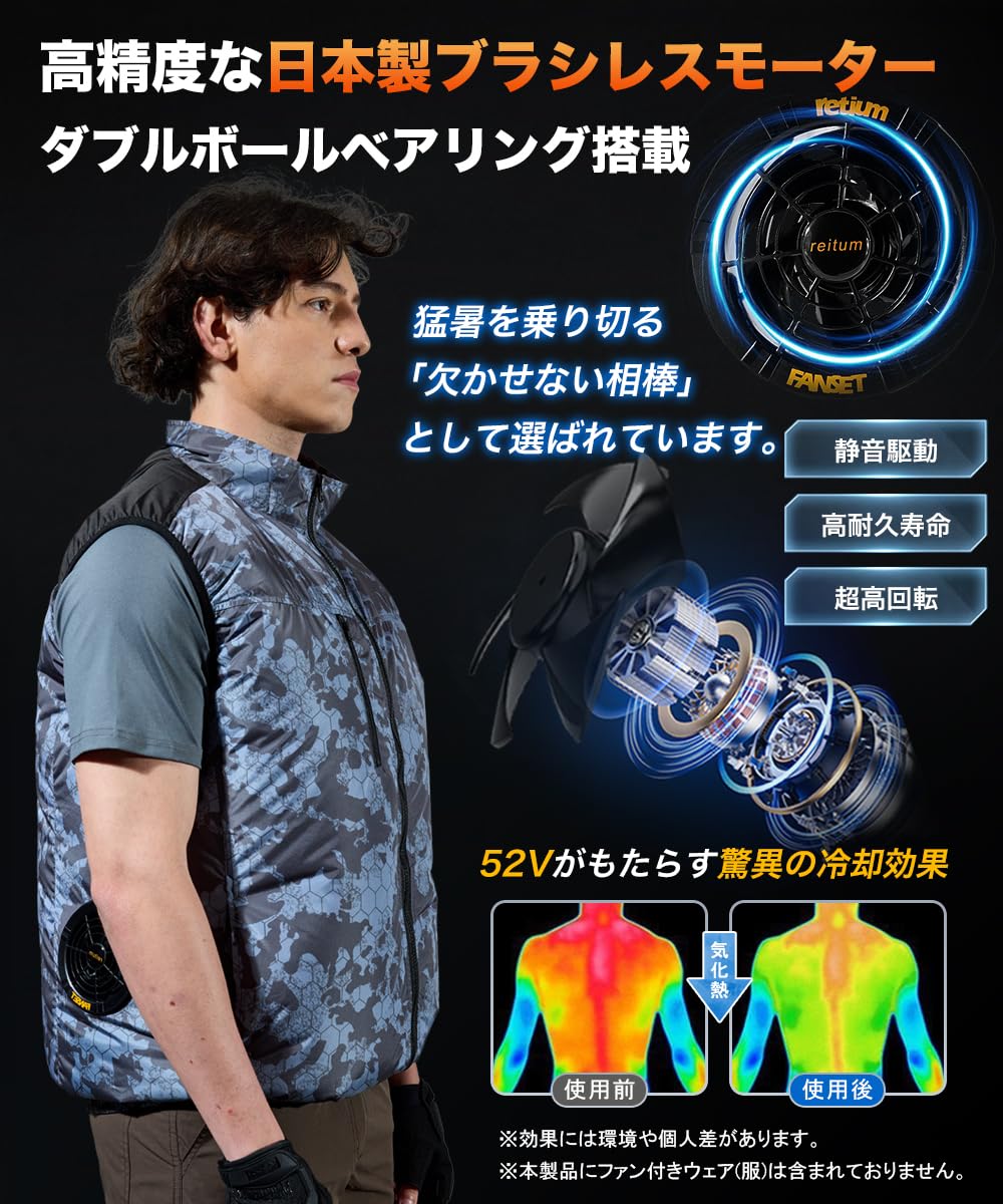 Amazon.co.jp: 空調作業服 ファンバッテリーセット【最大出力52V