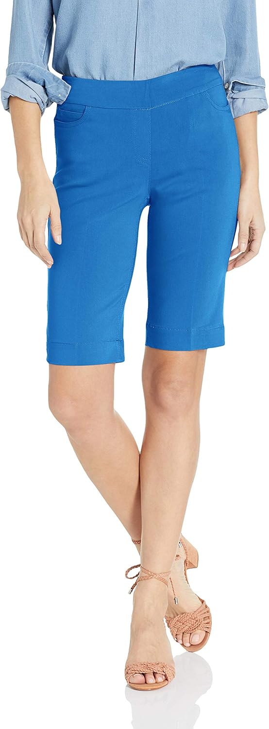Slim-Sation Womens Wide Band Pull-on Solid Walking ShortShorts