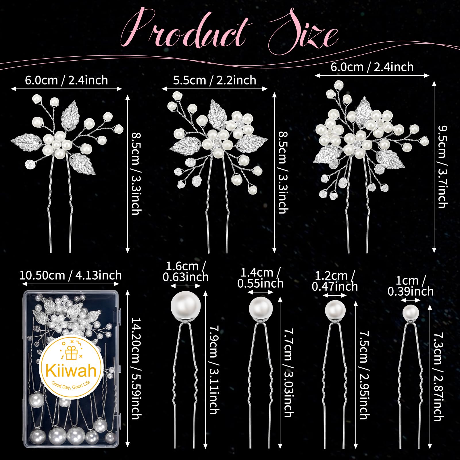 Kiiwah 11 Pezzi Forcine Capelli Sposa, Accessori Capelli Sposa con Perle Eleganti per Donne Ragazze Festa (Argento)